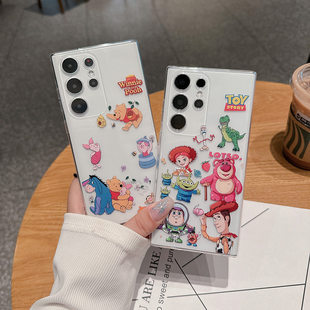 A55 A23卡 S23FE A42 A51 A52 A15 s21透明手机壳S25ultra维尼A16 s22 S24ultra 适用于草莓熊适用于三星S25