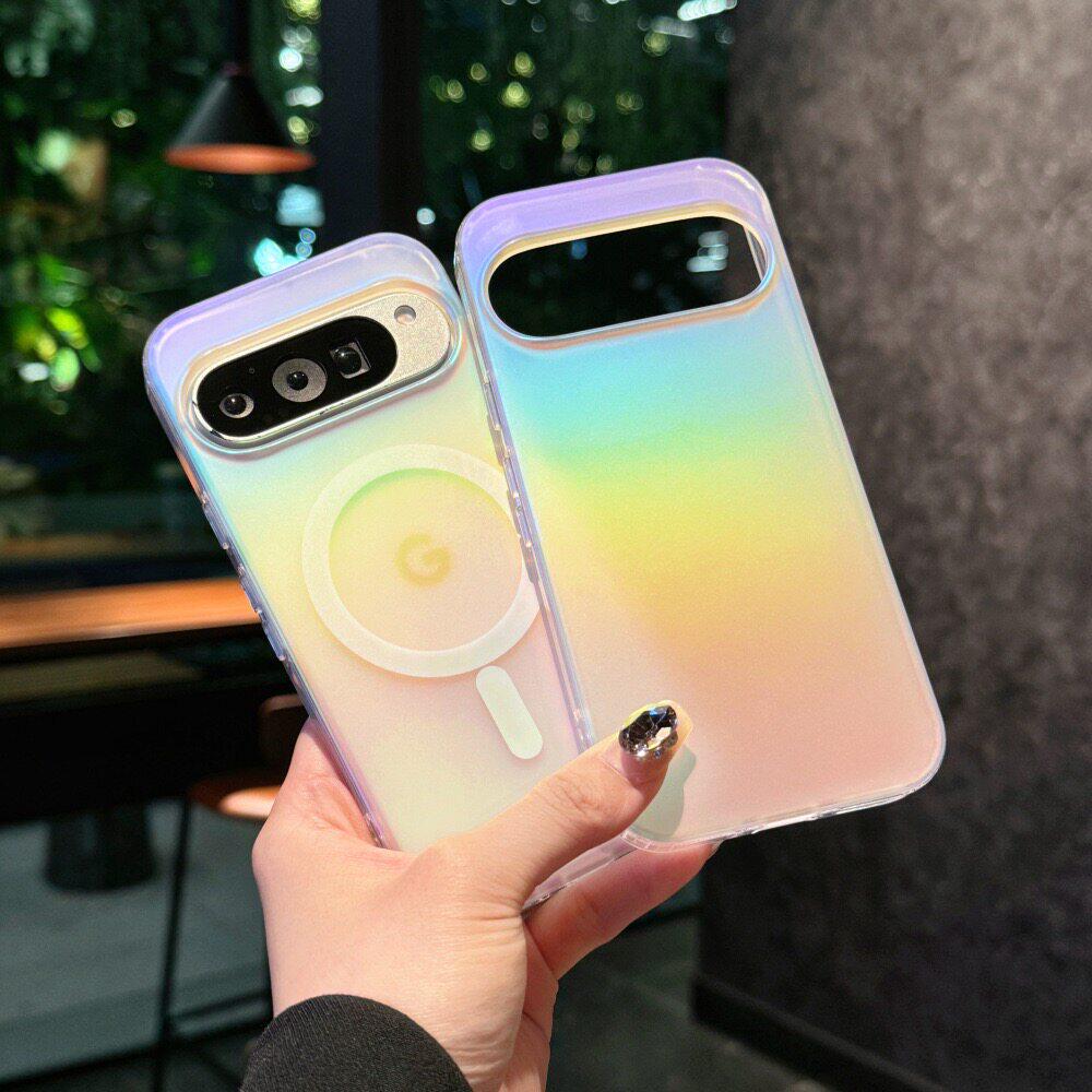 适用于彩镀炫彩适用于谷歌Pixel 10proXL磁吸手机壳Pixel 9proXL新款9A渐变GooglePixel9pro保护壳10pro奢华