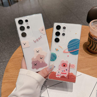 S23透明手机壳S21ultra宇航员A56 S24ultra A55 A51 A25卡 适用于韩国小熊适用于三星S26ultra A42 S25ultra