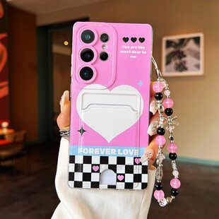 S22 S24fe手机壳M55爱心A71 A55 适用于可插卡片适用于三星S25ultra A16 S23ultra A53心形A42 A24 S24ultra