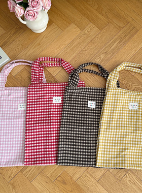 48202 初秋新款格子毛呢肩包双层购物袋复古休闲百搭通勤腋下包