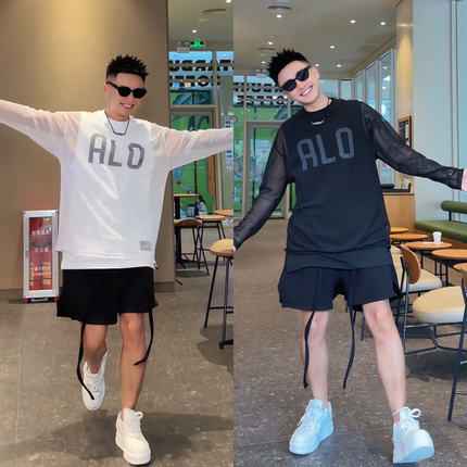 直播间同款男女同款防晒衫长T夏季透气凉感字母设计款宽松百搭潮
