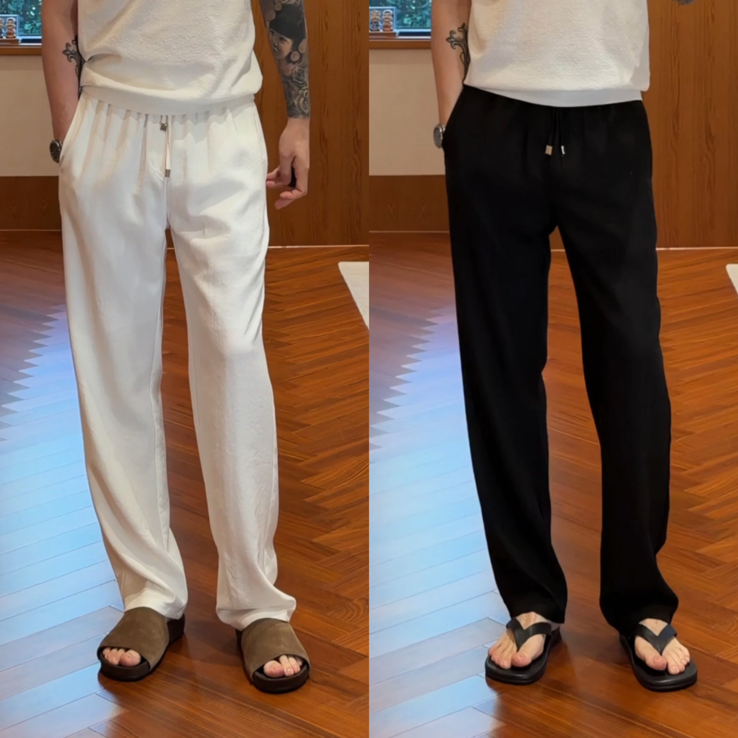夏季丝滑垂坠显瘦男士直筒休闲裤