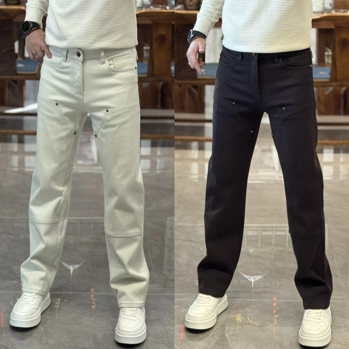 冬季时尚男士立体拼接牛仔裤