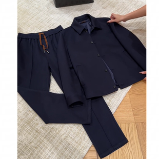 商务休闲轻奢时尚简约纯色气质高级感夹克休闲裤冬季男士舒适套装