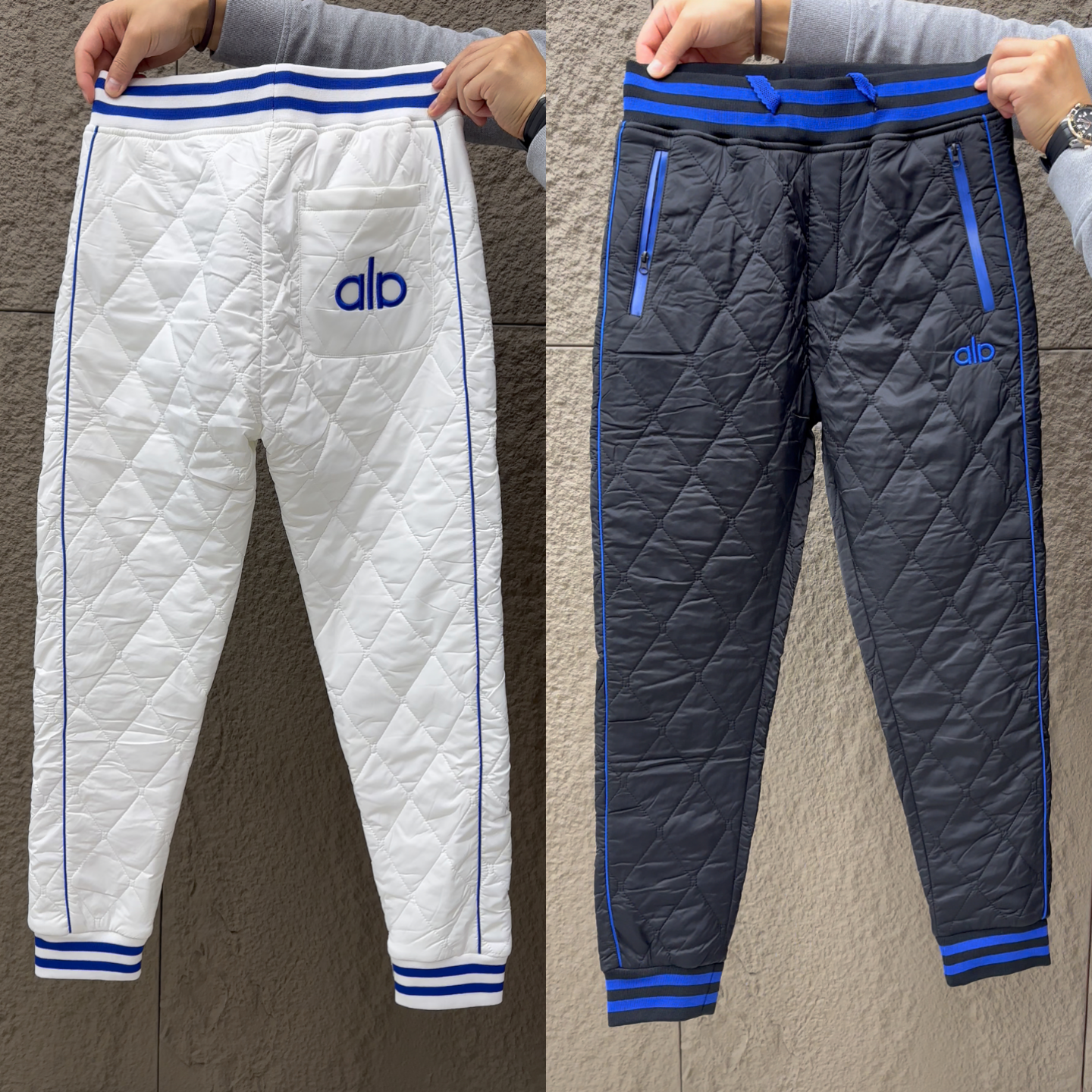 冬季新款棉裤潮流菱形束脚裤