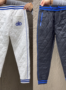 冬季新款男士棉裤潮流菱形格保暖休闲裤高档刺绣百搭外穿束脚长裤