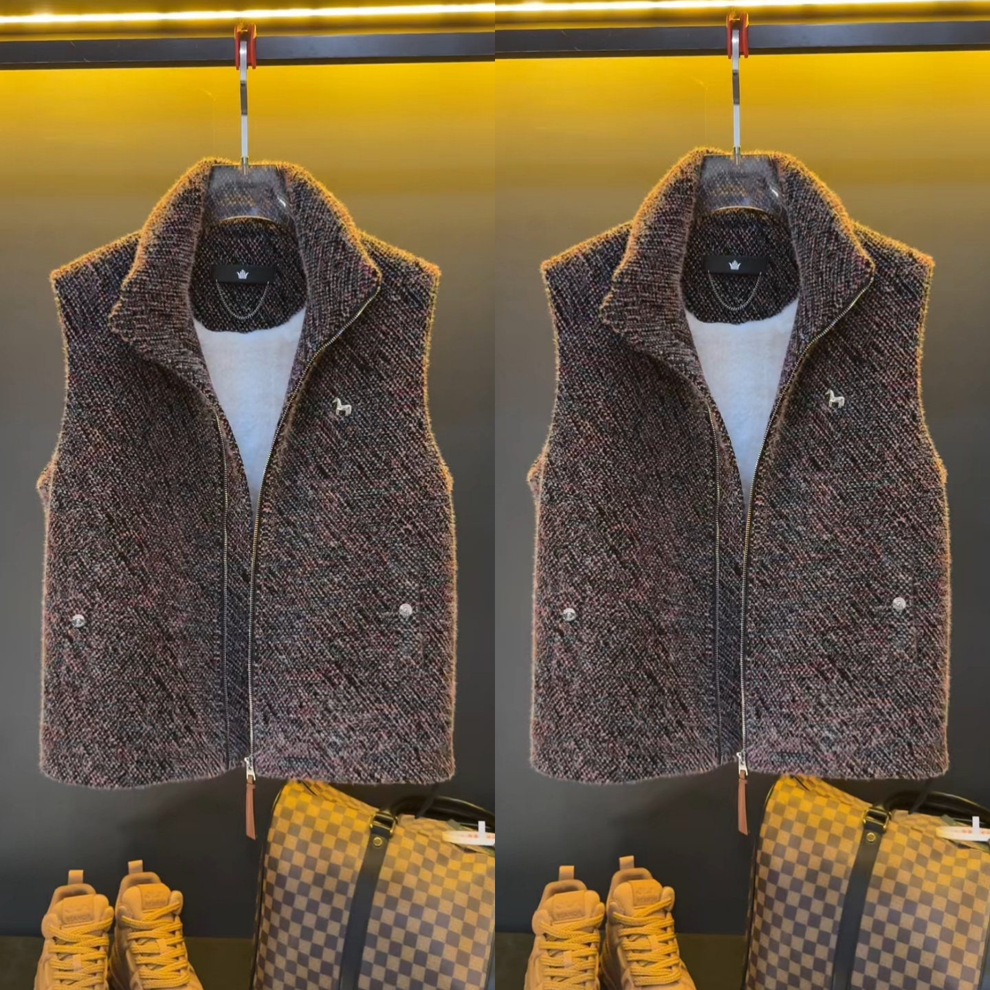 【马年限定】轻奢高级感提花设计立领男士加绒马甲外套百搭坎肩潮