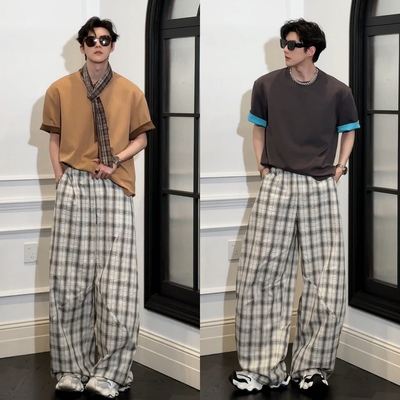夏季新款舒适百搭宽松拖地裤潮
