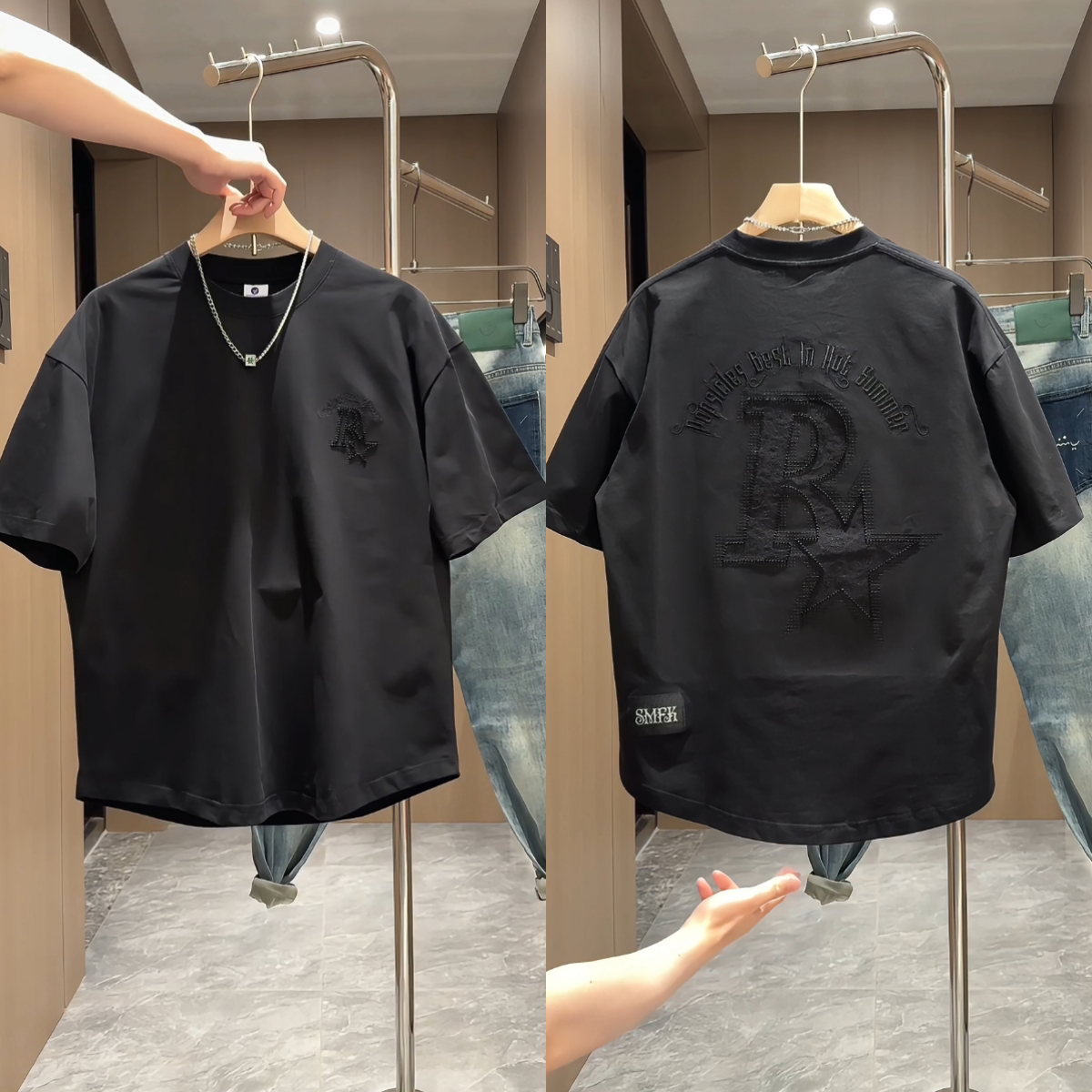 【直播间同款】夏季时尚潮流男士短袖T恤小众设计感圆领休闲穿搭