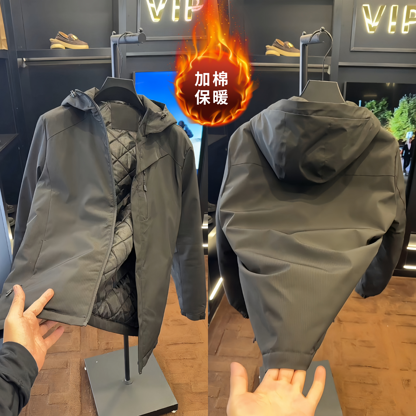 冬季新款夹克连帽加棉保暖冲锋衣