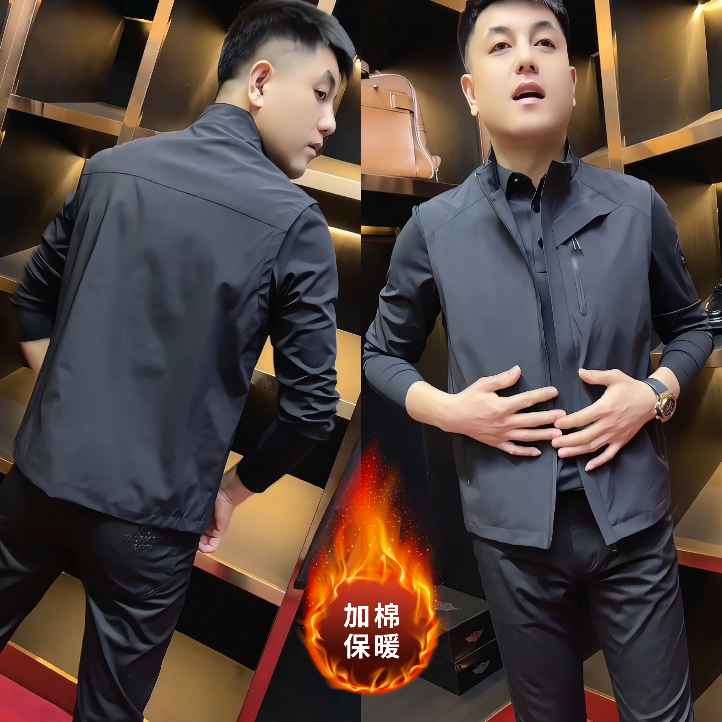 高品质秋季新款男士马甲加棉立领拉链户外休闲商务男女款坎肩外套