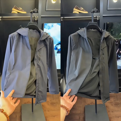 潮牌秋季男士拉链连帽夹克商务休闲轻奢百搭时尚户外防风马甲外套