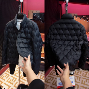 立领菱形格休闲保暖男士时尚夹克冬季男装高级感时尚百搭棉服外套