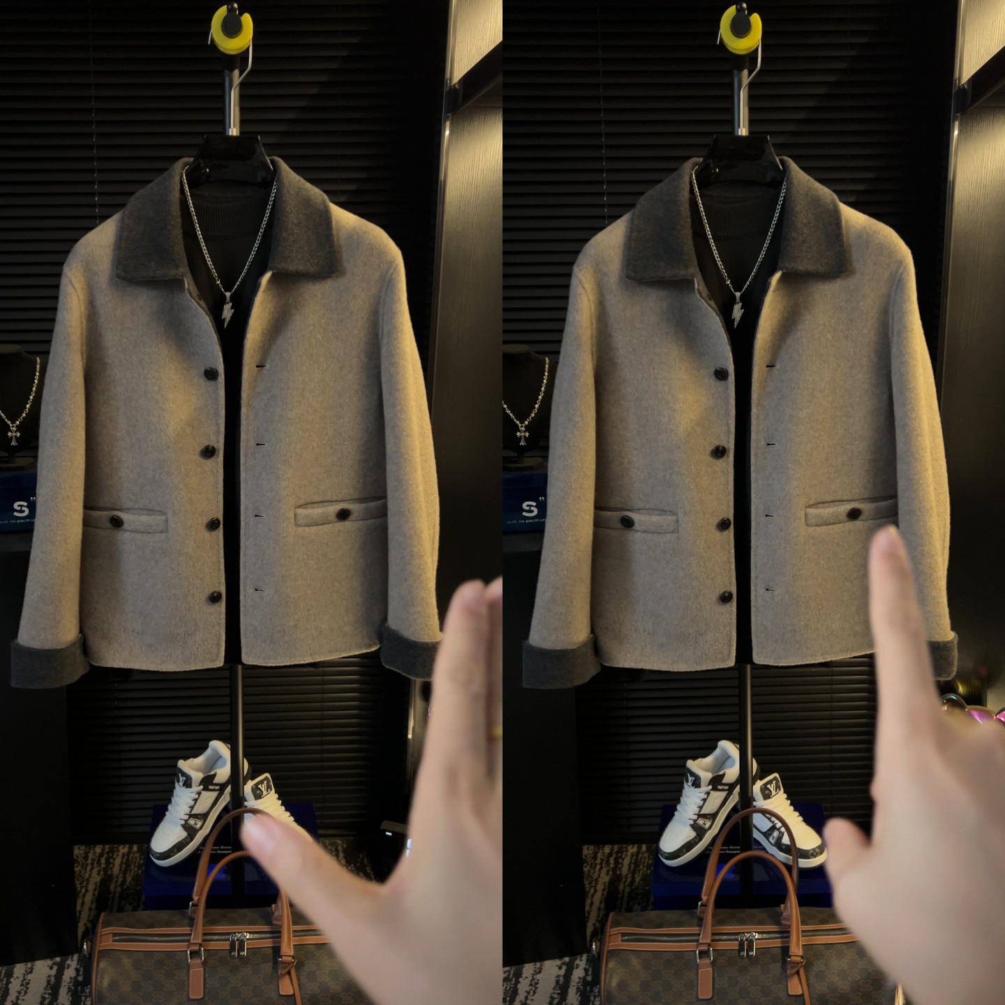 高级感撞色翻领夹克男士冬季上新休闲风百搭外套高品质情侣款上衣