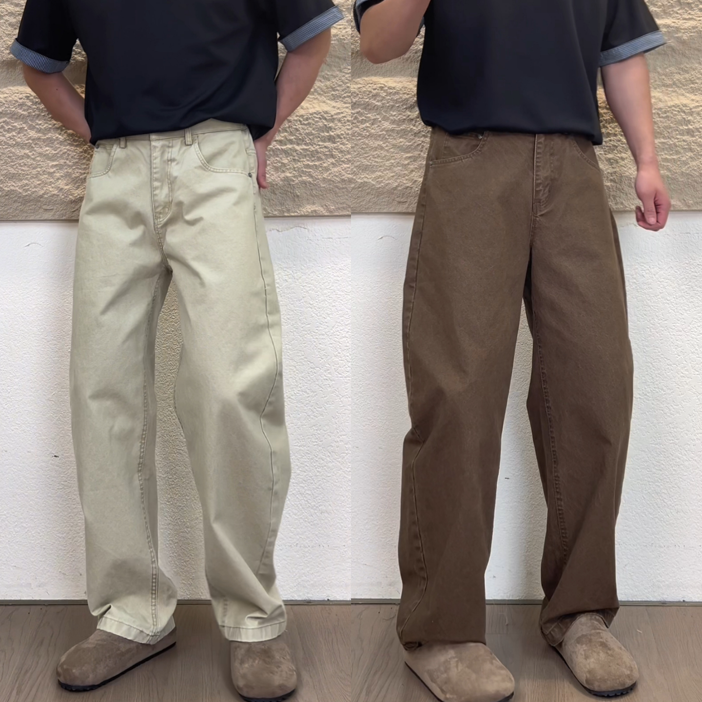 春季新款男士休闲弯刀裤阔腿韩版复古百搭潮流锥形牛仔裤男女同款