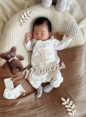 北欧ins宝宝拍照道具满月百天周岁派对成长记录数字1月份生日木牌