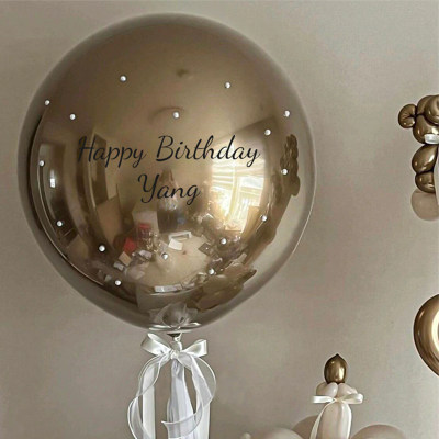 珍珠金属色波波球蛋糕气球ins黑粉生日1周岁百天布置派对装饰布置