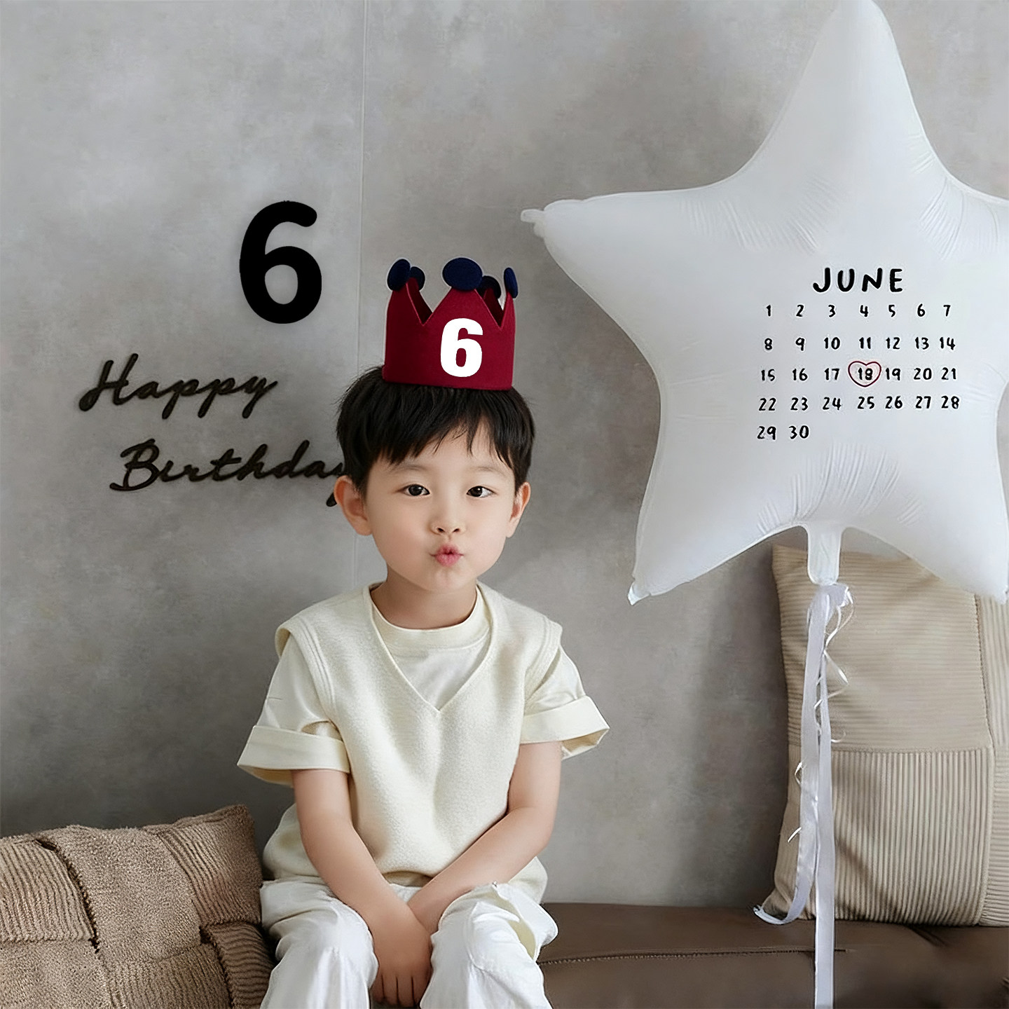 ins超大五角星日历日期字母气球铝膜气球生日纪念日派对拍照布置