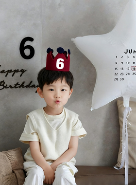 ins超大五角星日历日期字母气球铝膜气球生日纪念日派对拍照布置