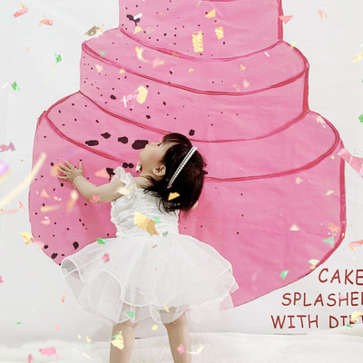 女孩生日装饰场景布置快乐儿童宝宝周岁派对蛋糕背景氛围拍照道具