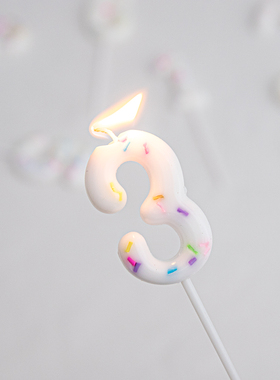 ins创意生日派对装饰数字白色彩虹糖果蜡烛布置宝宝周岁烘焙摆件