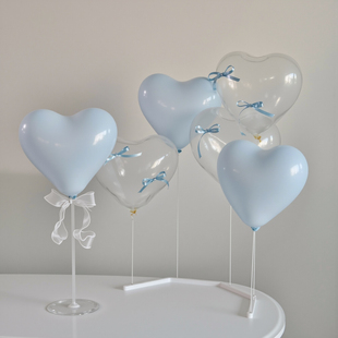 ins风蝴蝶结芭蕾心形笑脸桌飘气球七夕装饰场景布置支架氛围装扮