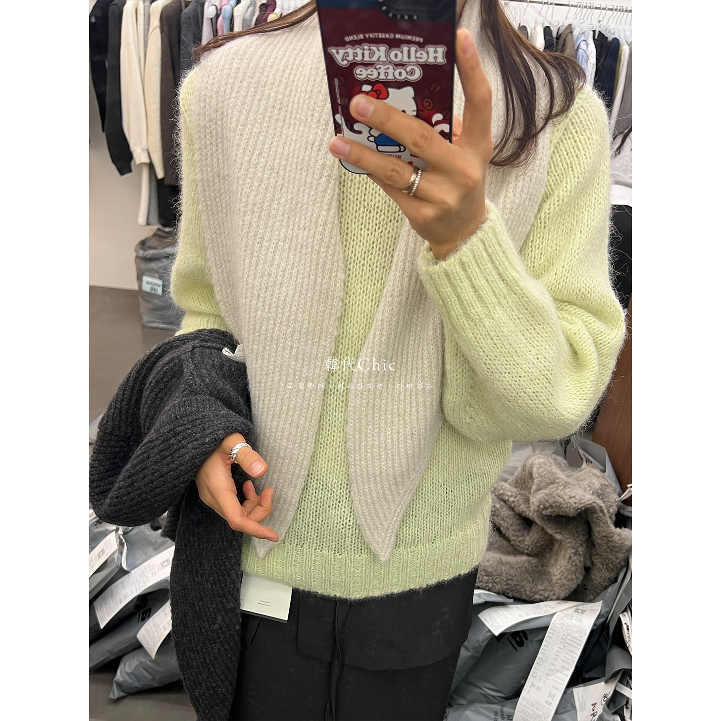 韩代Chic hemp 秋冬氛围穿搭灵魂单品复古保暖多色针织连帽披肩