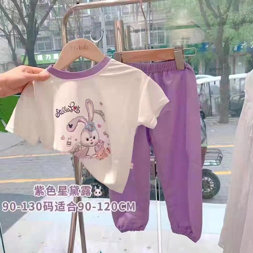 儿童短袖套装棉麻T恤宝宝夏季童装女童长裤棉麻夏装