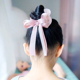 儿童蝴蝶结流苏发圈女童甜美纱法式 大肠圈纯色扎发头绳仙女发饰