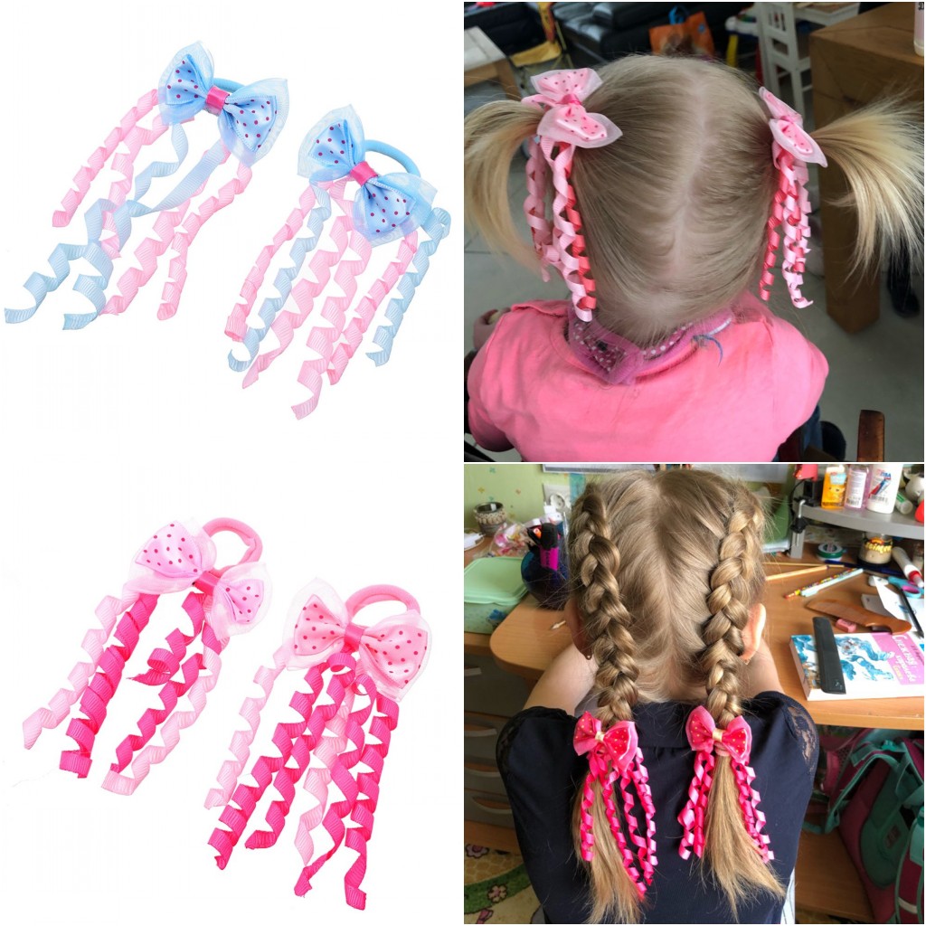 新款女童拉花美国儿童可爱卷卷曲丝带发圈多彩儿童弹力头绳女