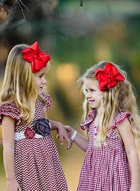 儿童出口法国澳洲外贸纯原发饰女童红色系公主气质蝴蝶结发夹头饰