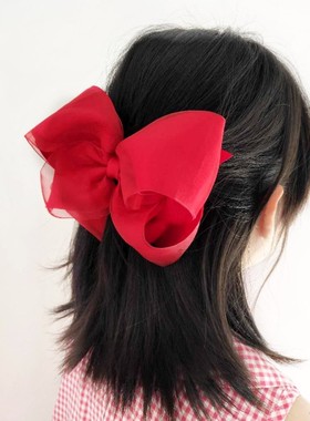 儿童大蝴蝶结发夹高端公主大红色头饰女童超仙节日表演顶夹发卡
