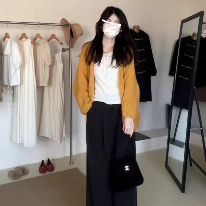 蝴蝶结白色针织衫女装春
