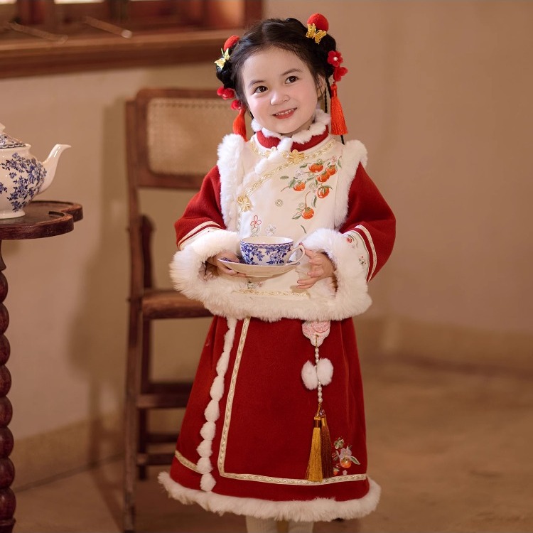 女童中国风汉服冬季加绒加厚