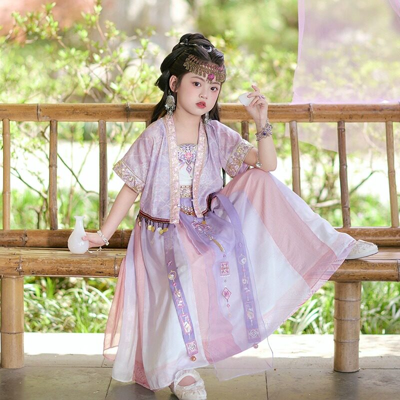 汉服女童夏季新款儿童少数民族套装异域风情小女孩超仙古风多件套