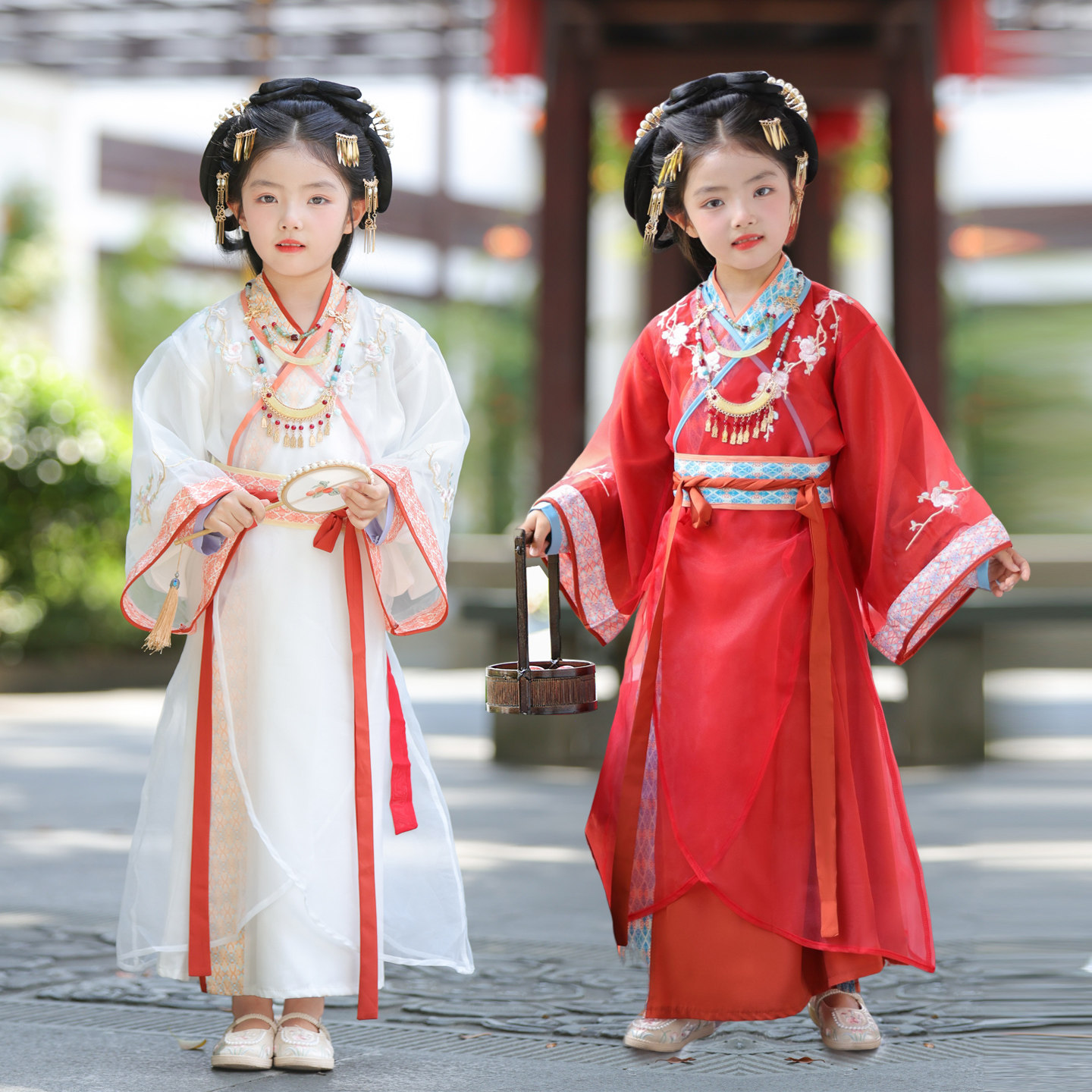 新款战国袍女童汉服仙气古装交领长衫复原款直裾中国风国学演出服