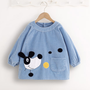 新款宝宝罩衣灯芯绒纯棉防水防脏吃饭衣秋冬季围裙婴儿儿童反穿衣