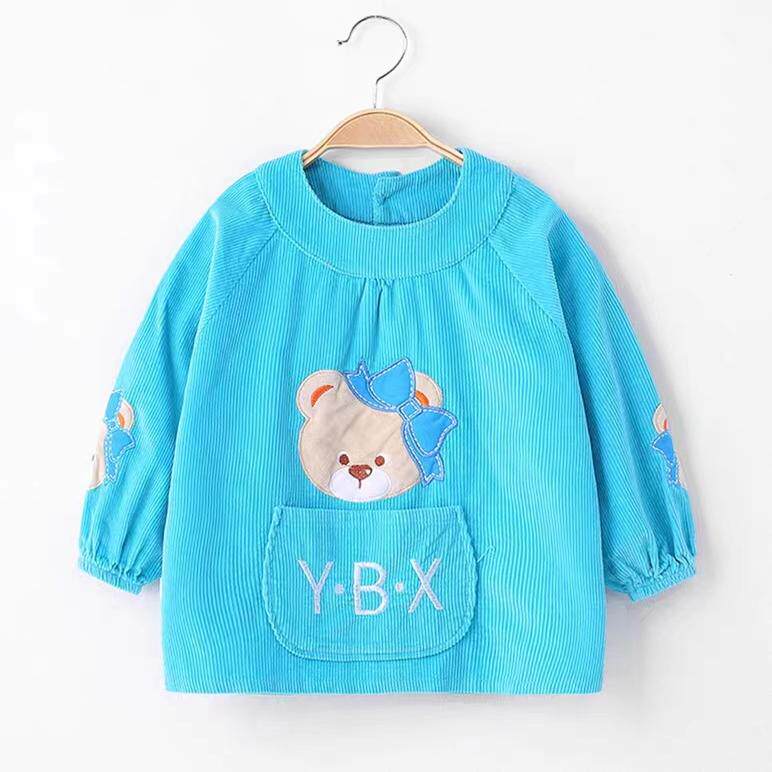 宝宝吃饭罩衣男女儿童纯棉围裙画画衣围兜防水反穿衣长袖护衣春秋