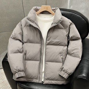 温暖轻薄款羽绒服男冬季2025新款痞帅立领防寒服黑金发热冬装外套