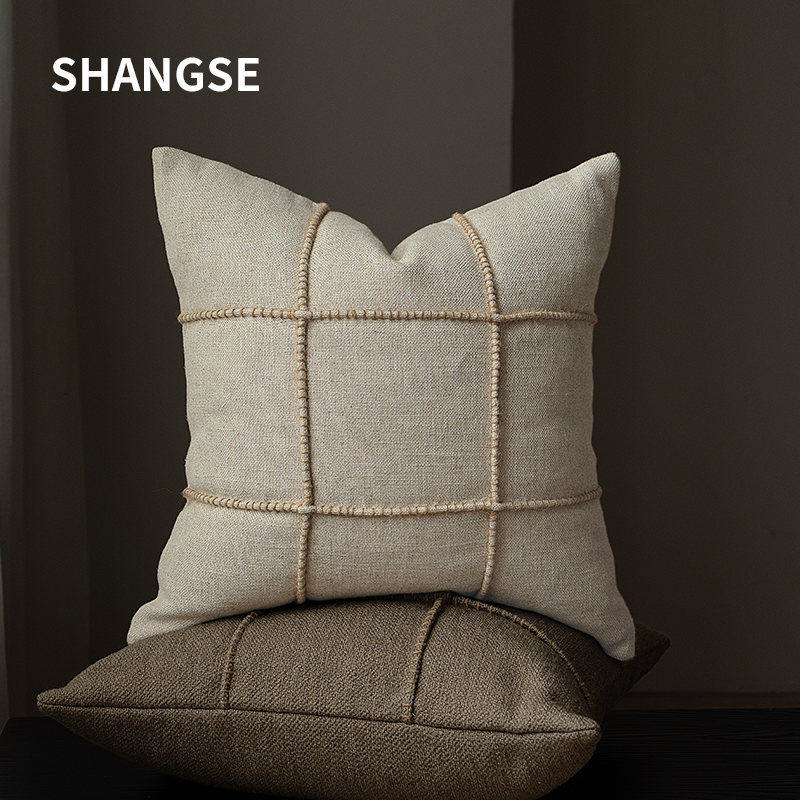 尚塞原创设计侘寂风中古风民宿样板房软装方枕沙发靠枕飘窗抱枕套