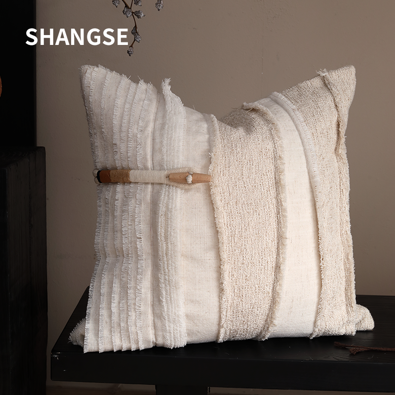 尚塞原创设计美拉德中古风民宿样板房百搭米色抱枕靠垫沙发靠枕套