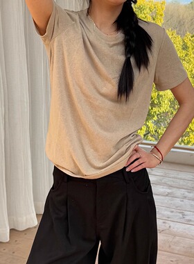 By turnns｜四色短袖｜宽松透气棉麻竹节棉圆领短袖