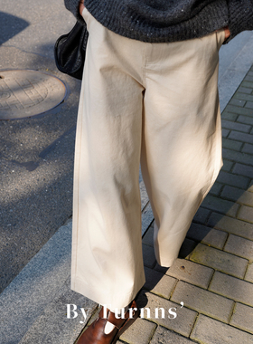 By turnns｜香杉树｜宽松棉质复古显瘦高腰直筒裤百搭休闲阔腿