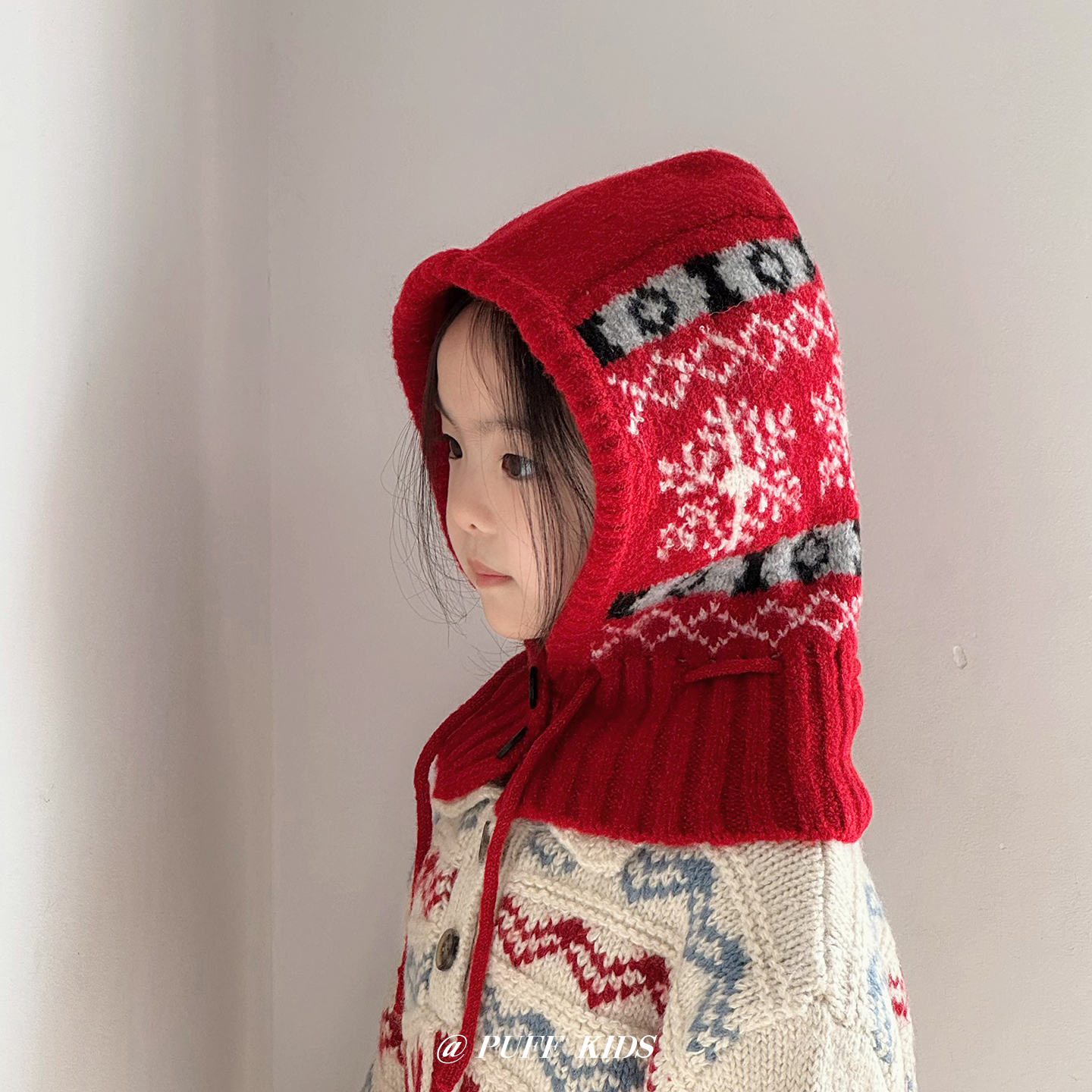 儿童帽子秋冬季宝宝围脖一体保暖男女童费尔岛风针织护耳拉法帽冬