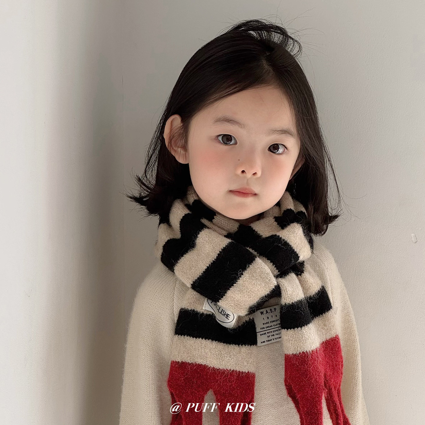 儿童围巾秋冬季韩系条纹流苏时尚围脖男女宝宝保暖防风护颈脖套冬
