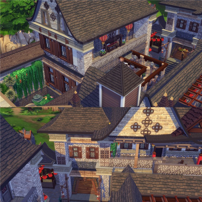 中国老房子中式复古堡垒古色古香thesims模拟人生4大房屋原创设计