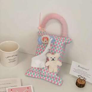 可爱奶油纸巾风布艺挂式纸盒车载纸巾盒餐巾纸收纳袋