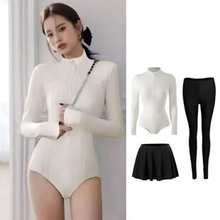 防晒速干浮潜冲浪潜水服水母衣 长裤 新款 连体泳衣保守遮肚显瘦长袖