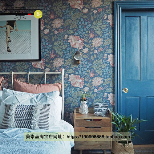 北欧风格壁纸夏日铭记深色花卉